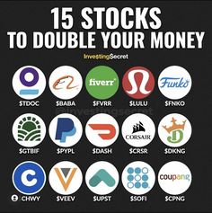 the 15 stocks to double your money logo is shown in this graphic above it are several different types of logos