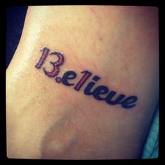 a tattoo with the word believe on it