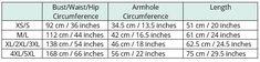 a table that has some measurements for different types of items on it, including the height and