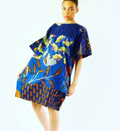 African print blue mix tunic dress  - Carla oversized short casual summer Ankara mix style If you are looking for an oversized tunic style dress with and African flare, this is it. This limited edition creation will dazzle you and fit your body perfectly.  Enjoy the attention to detail and the mix of African prints that we have combined, to make this dress absolutely stunning. In addition to this stunning mix of African Prints is our kimono style loose sleeve will definitely make you the best lo Africa Attire, Nigerian Clothing, Dress African Print, African Outfits, Dresses African, Mode Kimono, African Styles, African Print Clothing, Wedding Dress With Pockets