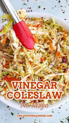 Trying out the vinegar coleslaw made with no mayo and served in a big white bowl. Recipe For Coleslaw, Coleslaw No Mayo, Vinegar Based Coleslaw Recipe, Vinegar Coleslaw Recipe, Healthy Coleslaw Recipes, Coleslaw Dressing Recipe, Vinegar Coleslaw, Best Coleslaw Recipe, Coleslaw Recipes