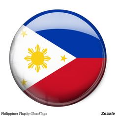 a round button with the flag of philippines painted on it's front and side