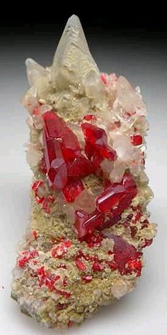 Realgar com Calcite - China. Via marinmineral.com Hunan China, Rock And Mineral