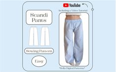 the sewing pattern shows how to sew an easy pants