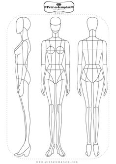 the front and back view of a female mannequin with measurements for each body