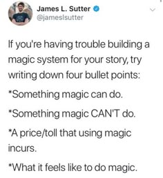 james l sutter tweets about the magic system