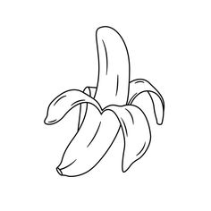 a black and white drawing of a banana