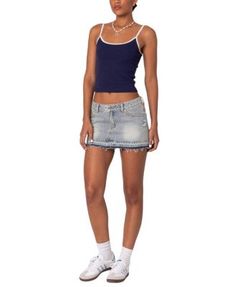 Edikted Priyanka Distressed Denim Mini Skirt Distressed Denim Mini Skirt, Casual Distressed Medium Wash Mini Skirt, Fitted Distressed Medium Wash Mini Skirt, Light Wash Distressed Mini Denim Skirt, Distressed Denim Blue Mini Skirt, Cotton Skirts, Denim Mini, Denim Mini Skirt, Distressed Denim