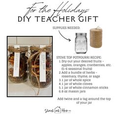 Shop our Influencers' top picks on Amazon Christmas Gifts For Teachers, Appreciation Gifts Diy, Potpourri Recipes, Teacher Appreciation Gifts Diy, Teachers Diy, Easy Christmas Gifts, Thoughtful Christmas Gifts, Mason Jar Gifts, Diy Teacher Gifts