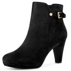 Shop Allegra K for women's low platform side zip buckle chunky high heel ankle booties you are looking for, get more women's chunky heel for yourelf. Order now! Free Returns! Halloween Costume Boots, Artsy Shoes, Buckle Booties, Chunky Heel Ankle Boots, Faux Suede Boots, Womens Chunky Heels, Ankle Boots Black, Chunky High Heels, Heel Ankle Boots