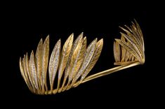 Verdura Feather Tiara, Hat Hair, Hair Jewels, Gold Feathers, 75th Anniversary