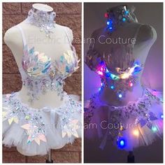 Holographic Rainbow Blue Sequin Tinsel Fringe Cheeky rave | Etsy Bra Add, Ballet Outfits, Samba Dress, Showgirl Costume, Fun Costumes, Bra Collection, Mermaid Bra, Goddess Outfit, Bridal Bra