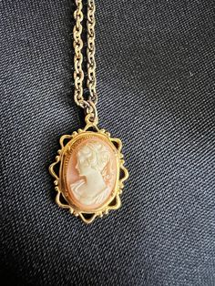 Good vintage condition Elegant Antique Gold Cameo Necklace, Vintage Yellow Gold Cameo Necklace, Antique Yellow Gold Cameo Necklace, Gold Cameo Necklace Collectible, Ornate Cameo Necklace Collectible, Vintage Cameo, Cameo Necklace, Hand Carved, Shells