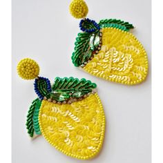 New Lemon Sequin Earrings Never Worn Or Used 3 Inch Sequence Earrings, Yellow Fun Earrings For Party, Sequin Earrings, Festive Yellow Round Earrings, Sequin Flower Earrings, Pineapple Beaded Earrings, Lemon Slice Earrings, Lemon, Jewelry Earrings