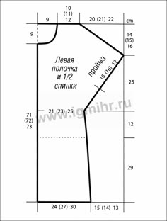 the size and measurements of a women's dress, with measurements for each piece