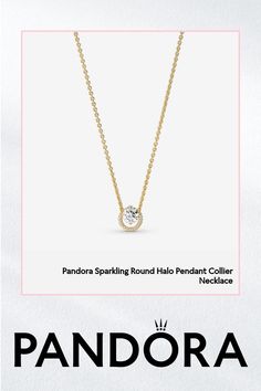 Pandora Sparkling Round Halo Pendant Collier Necklace - Size 17.7 Inches | Gold | 361174C01-45 Round Halo, Halo Pendant, Necklace Size, Necklace Sizes, Arrow Necklace, Halo, Gold Necklace, Sparkle, Pendant Necklace