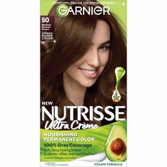 Garnier Nutrisse Ultra Crème Nourishing Permanent Hair Color nourishes as it colors for 2x shinier, silkier and nourished hair vs. uncolored, unwashed hair. Garnier Nutrisse permanent medium brown hair dye comes with a fruit oil ampoule that you pour directly into the mix. Our nourishing after color conditioner is infused with five responsibly-sourced oils - avocado, olive, coconut, argan and shea. The new ColorBoost technology efficiently infuses intense dyes into the hair fiber for richer, rad Chocolate Caramel Hair Color, Chocolate Caramel Hair, Garnier Hair Color, Medium Ash Brown, Ash Brown Hair Color, Ash Brown Hair, Balayage Ombré, Color Conditioner, Hair Color Caramel