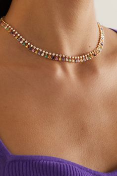 ANITA KO 18-karat gold multi-stone necklace | NET-A-PORTER Latest Necklace Design, Anita Ko, Choker Style Necklace, Stone Choker, Necklace Design, Classy Jewelry, Choker Style, Jewelry Lookbook, Girly Jewelry