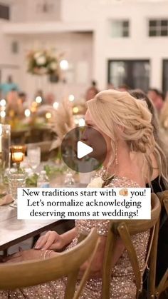 a woman sitting at a dinner table talking to someone on her cell phone with the caption, new traditions start with you let's normalize