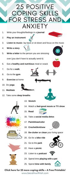 Positive Coping Skills For Anxiety And Stress Positive Coping Skills, Calming Activities, Success Goals, Positive Things, Copic Marker, Having A Bad Day, Self Care Activities, Coping Skills, Management Tips