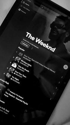 an image of a tablet with the word the weeknd on it's screen