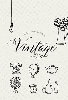 the vintage graphics bundle includes hand drawn items