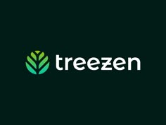 the logo for treezen is shown on a dark background