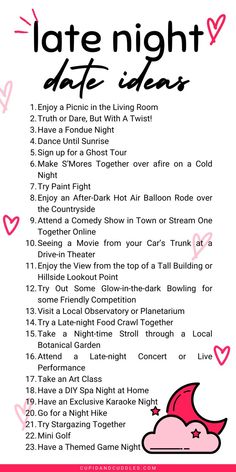 I’ve put together a list of some of the best and most fun late-night date ideas that are sure to impress and heat things up. From intimate get-togethers to adrenaline-pumping experiences, there’s something for everyone. late night date ideas at home | late night date ideas couples | late night date ideas outside | late night date ideas outfit | late night date ideas teens Date Ideas Outside, Late Night Date Ideas, Date Ideas Couples, Night Date Ideas, Late Night Date, Date Ideas At Home, Cozy Dinners, Date Night Games, Date Night Jar