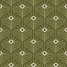 a green and white wallpaper with an intricate design