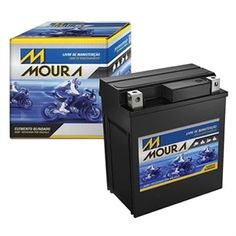 the moura motorcycle battery is shown in two different colors