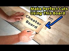 a person is making a wooden board with the words make perfect cuts using this board