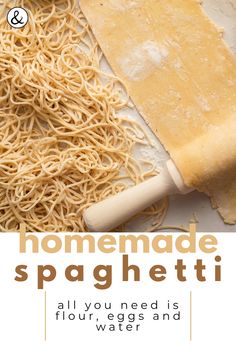 an image of homemade spaghetti with text overlay