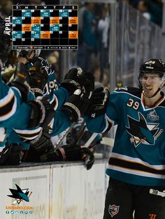 the san jose sharks players are celebrating their win