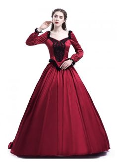 Red Gothic Dress, Red Victorian Dress, Victorian Masquerade, Victorian Ball Gowns, Masquerade Dress, Lace Costume, Dress Display, Victorian Clothing, Gothic Dress