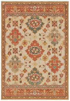 Botanical motifs go wild across the Oriental Weavers Toscana - 9570 Area Rug. Playful and refreshing, this area rug shows off its renewed traditional colors and slightly offbeat attitude. Each rug in the Toscana Collection brings a sense of refreshing updated style while maintaining deep historical Traditional/Oriental design roots. Add a bright happy vibe to your traditional or contemporary home. Lay it in the foyer, down the hallway or in the living room or dining room and compliments will flo Updated Traditional, Unique Color Combinations, Area Rug Runners, Neo Traditional, Orange Area Rug, The Bohemian, Transitional Rugs, Ivory Rug