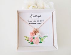 Flower Girl Flower, Flower Girl Necklace, Resin Rose, Coral Flower, Color Resin, Necklace Gift Box, Flower Colors, Rose Gold Flower, Girl Necklace