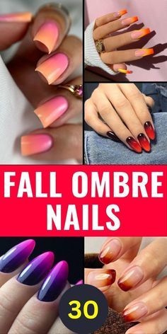 Fall Ombre Nails Ideas, Fall Ombre Nails, Autumn Manicure, Burgundy And Orange, Fall Ombre, Acrylic Ideas, November Nails, Silver Ombre