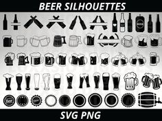 beer silhouettes svg and png clipart for commercial use - product image