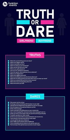 the truth or dare poster is shown in blue, pink and purple colors on a dark background