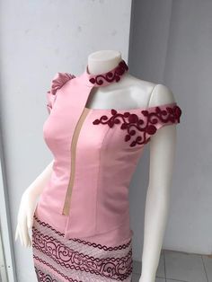 Origami Fashion, Myanmar Traditional Dress, Flower Button, Myanmar Traditional, Chinese Knot, Dress Sketches, Button Flowers, Traditional Dress, Traditional Dresses