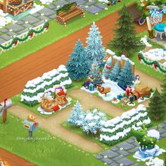 an image of a christmas village in the game