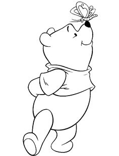 winnie the pooh with a butterfly on her head coloring pages for kids and adults