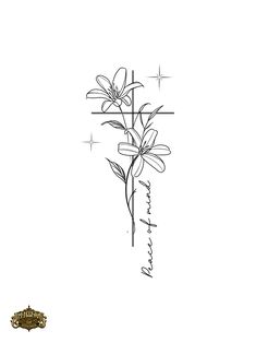 a drawing of a flower with the words thank written on it and an image of a cross