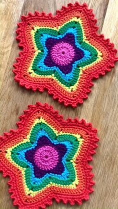 These coasters will light-up your coffee or dining table; or make a delightful gift for someone special !!!

Diameter of the rainbow mug rugs is around 6.5 inches (16.5 cm), and they are shaped as a star doily.
***********************************************
In this pattern round endings are sewn perfectly !! You won't be able to tell where they are !!
***********************************************