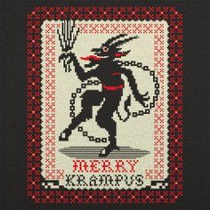 a cross stitch pattern with an image of a demon