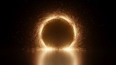 a circular object is shown in the dark with sparks coming out of it's center