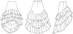 Misses Extra Small to Extra Large. A sensational fashion for dancing or dress-up, with lavish flounces that move with flash. The Dress has princess seams for a semi-fitted silhouette; the princess seams start from the shoulders rather than the armholes to facilitate arm movement. Flounced cap sleeves, V-neck front, scoop back neckline, and four layers of flounces attached to foundation tiers complete the garment. The Skirt has back waist darts and raised waistline and up to three flounces. Make Flamenco Dress Pattern, Dancing Salsa, Flamenco Skirt, Salsa (dance), Spanish Dress, Origami Dress, Paper Sewing, Flamenco Dress, Tango Dress