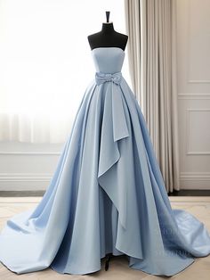 Dress Blue Long, Blue Long Prom Dress, Satin Long Prom Dress, Prom Dress Blue, Long Formal Dress, Long Evening Dress, Blue Satin, Long Prom Dress, Dress Blue