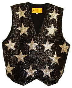 Sequin Vest BLACK With SILVER STARS - Etsy Noir Uni, Sequin Vest, Party Events, Vest Outfits, Silver Stars, Vest Dress, Solid Black, Original Designs, Gender Neutral