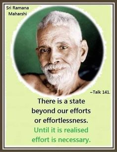 an old man with white hair and beards in front of a green background that says there is a state beyond our efforts or effortness